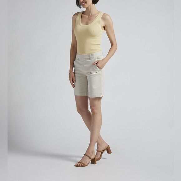 NWT Jag Jeans | Tan Khaki Stone Maddie Mid Rise 8-inch Pull-On Short 14P - Picture 1 of 9
